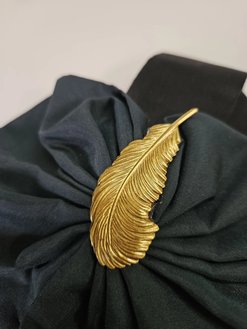 VINTAGE Axcess Green and Black Feather Lage Hair Barrette Clip Made in Italy